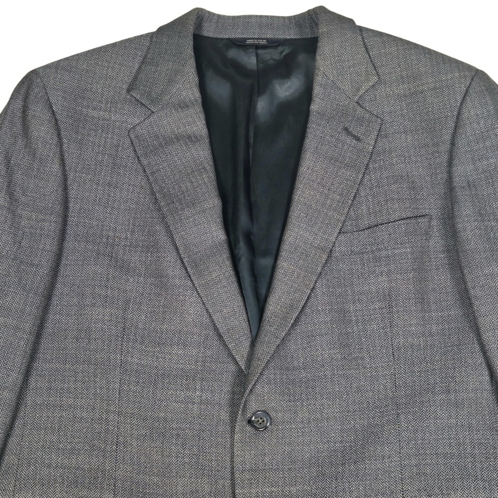 Brooks Brothers Blazer Mens 42R Grey Herringbone Wool Sport Coat Two Button